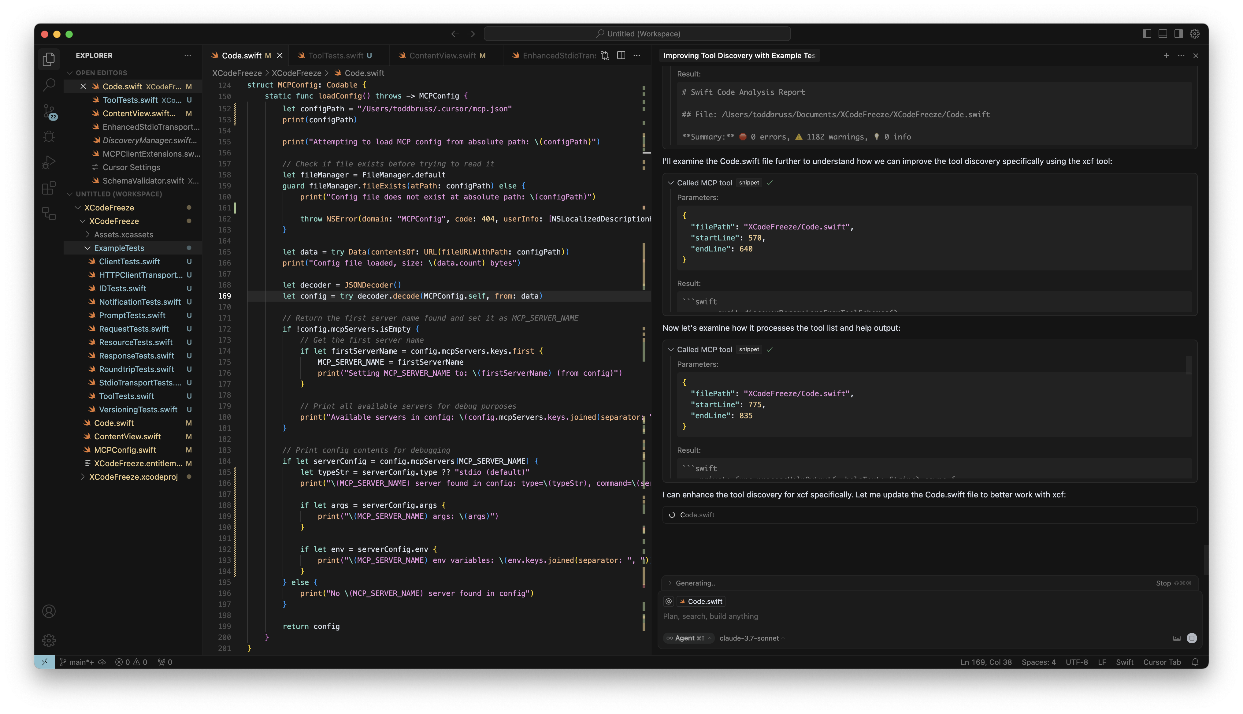 XCF in action with Cursor